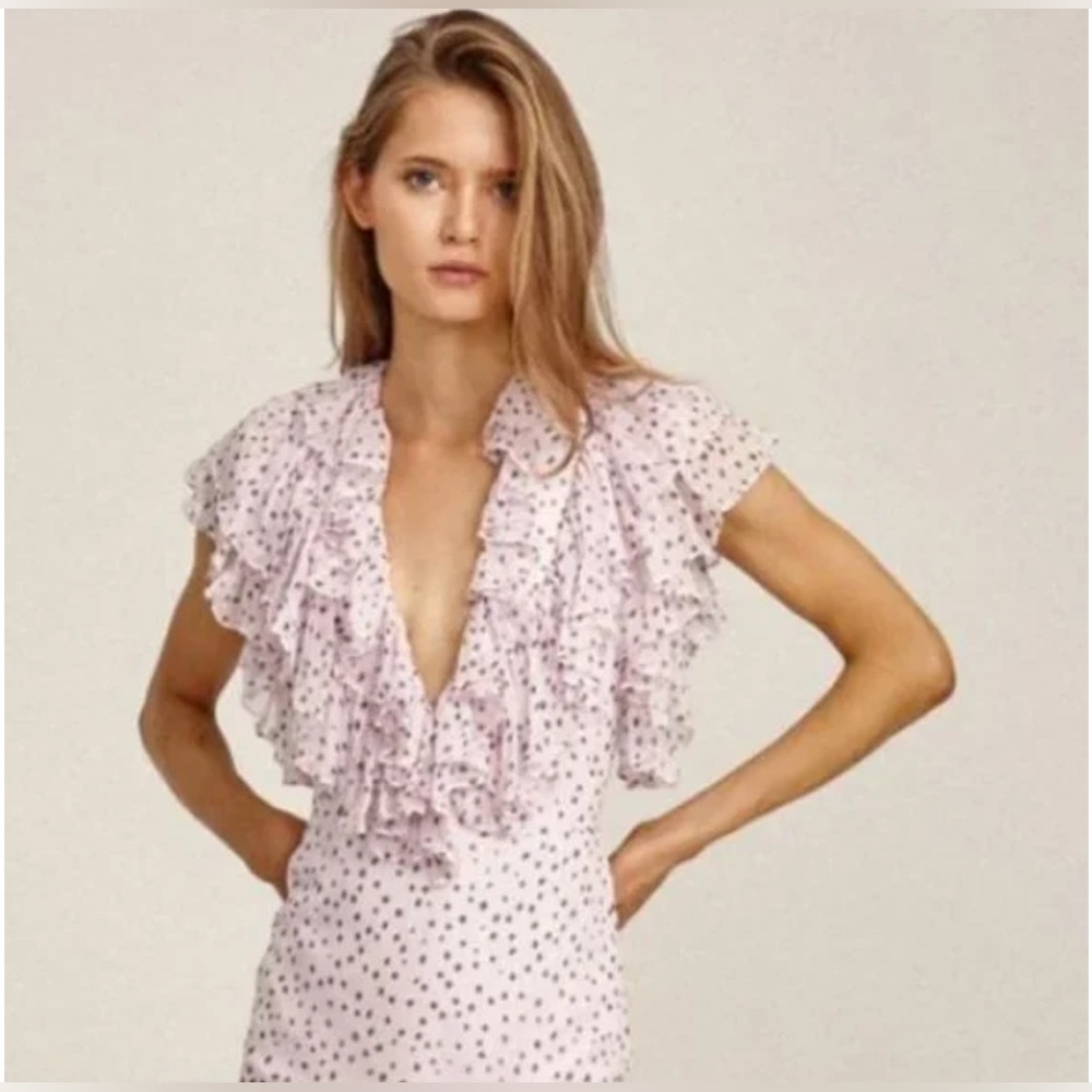 Acler Wendall Ruffled Dot-Print Dress